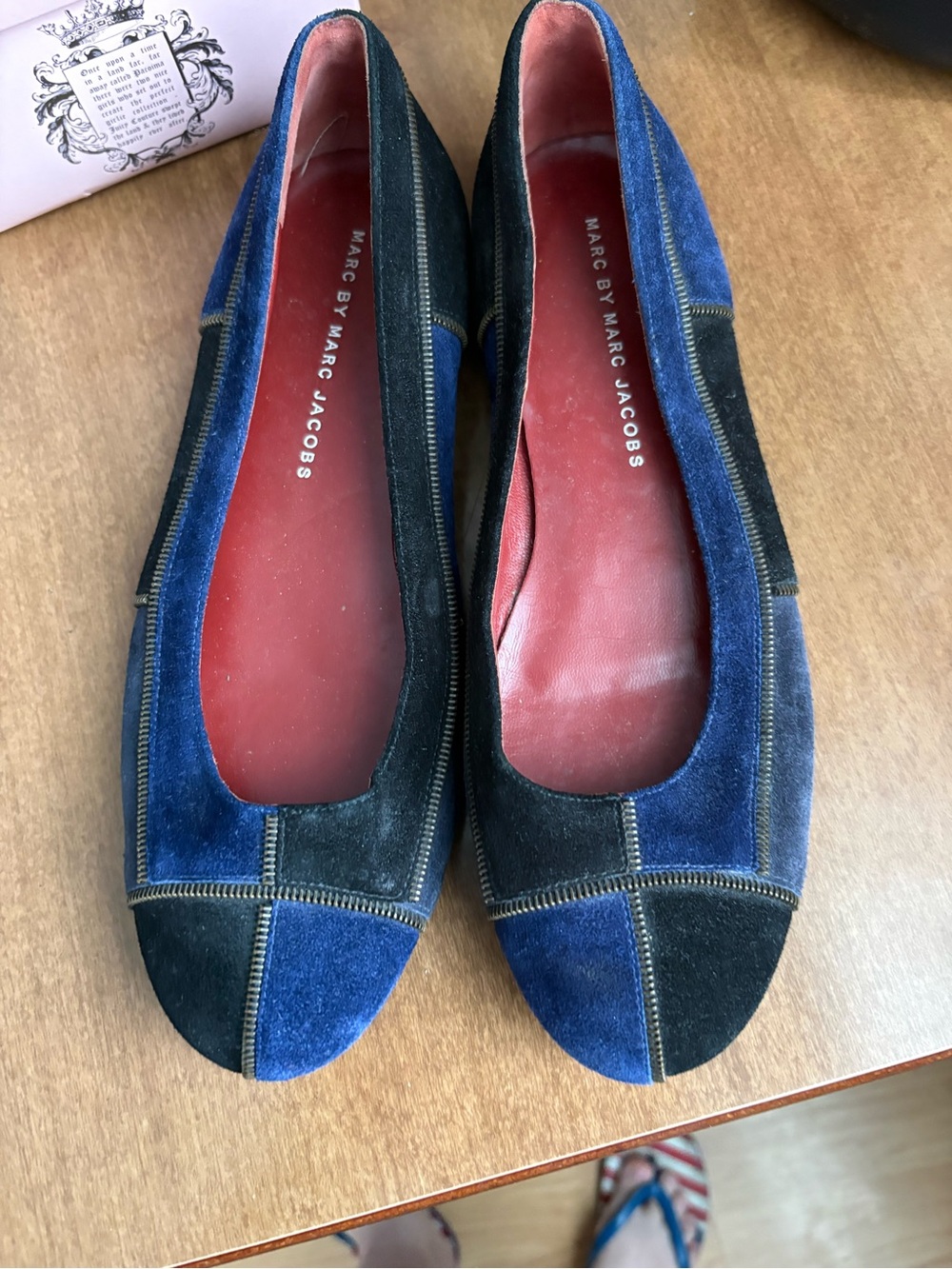 Marc by Marc Jacobs Blue and Black Suede Patchwork Ballet Flats